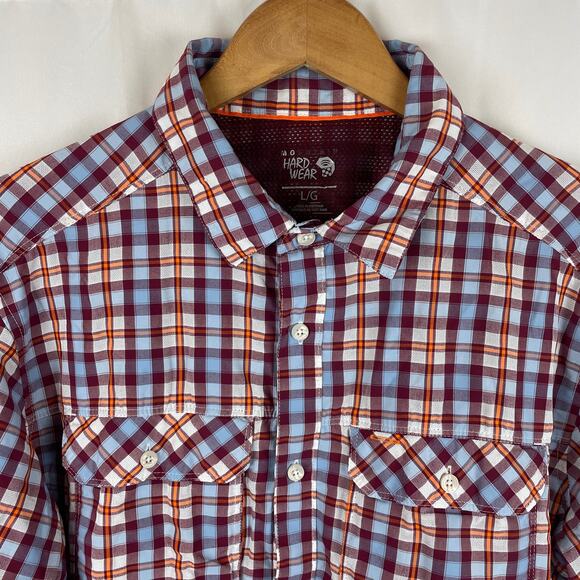 Mountain Hardwear Men's Red Plaid Button Down Shirt Lightweight Roll Sleeve L - Picture 2 of 10